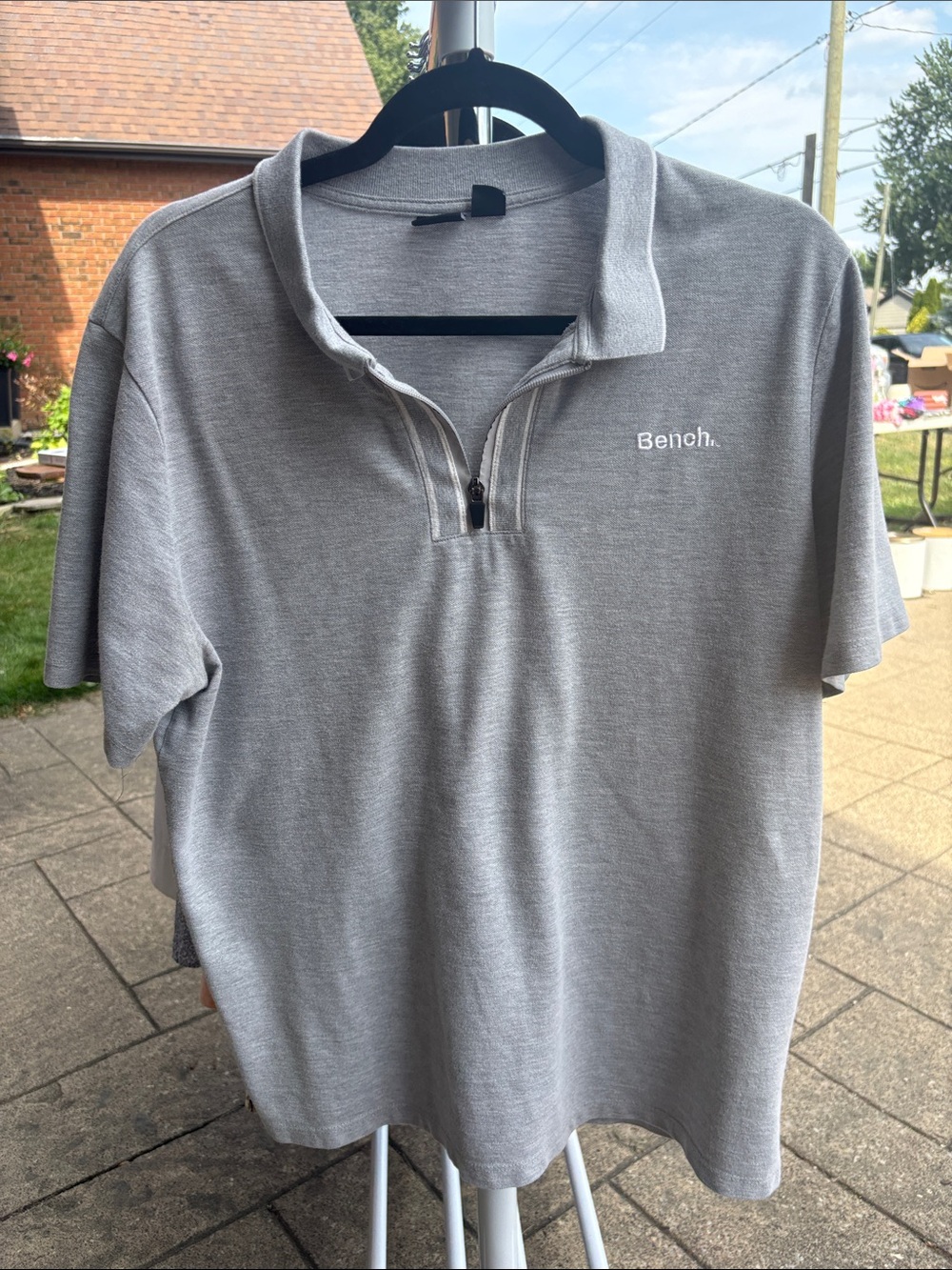Bench Men’s Light Grey Zip Polo Shirt